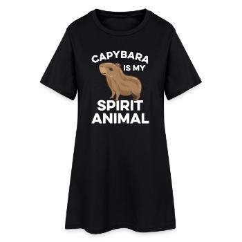 Motif animalier du zoo de Capybara - Robe T-shirt Femme - noir - Devant