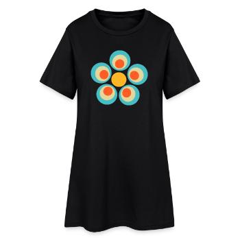 70s Flower Pattern - Women’s T-Shirt Dress - black - Front