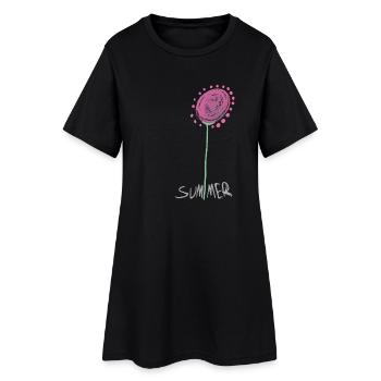 Abstrakte Sommerkristall Blumenillustration - Frauen T-Shirt-Kleid - Schwarz - Vorne