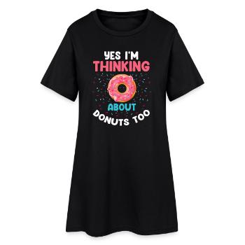 Oui, je pense aussi aux beignets - Robe T-shirt Femme - noir - Devant