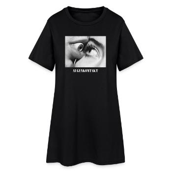 Augenkontakt Schwarzweiß - Frauen T-Shirt-Kleid - Schwarz - Vorne