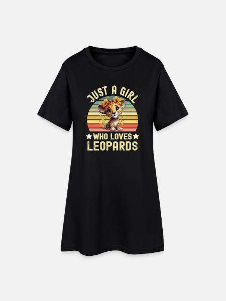 Leopard - Frauen T-Shirt-Kleid - Schwarz