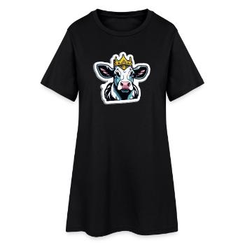 Die Kuh ist König - Frauen T-Shirt-Kleid - Schwarz - Vorne