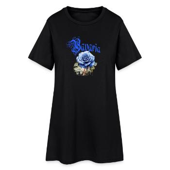 Bavaria Rose – Blaue Rose mit Schriftzug - Frauen T-Shirt-Kleid - Schwarz - Vorne