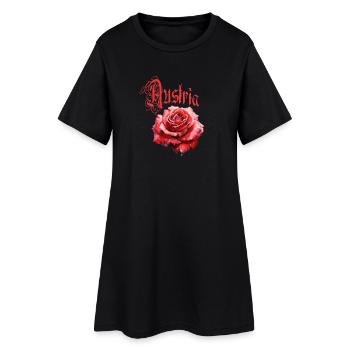Austria Rose – Rote Blume - Vintage-Schrift - Frauen T-Shirt-Kleid - Schwarz - Vorne