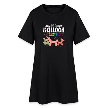 Design torsadé en forme de ballon - Robe T-shirt Femme - noir - Devant