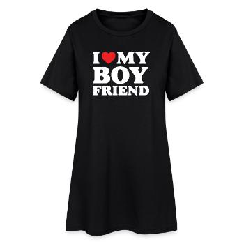 J’aime mon petit ami - Robe T-shirt Femme - noir - Devant