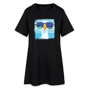 Möwe - blue white Möwen Collection - Frauen T-Shirt-Kleid - Schwarz - Vorne