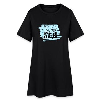 Croquis fantaisiste de la mer de baleine - Robe T-shirt Femme - noir - Devant