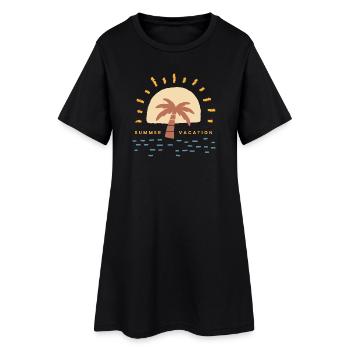 Sunset Palm Urlaub Logo - Frauen T-Shirt-Kleid - Schwarz - Vorne