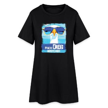 Möwe Fischbrötchendieb - blue white Collection - Frauen T-Shirt-Kleid - Schwarz - Vorne