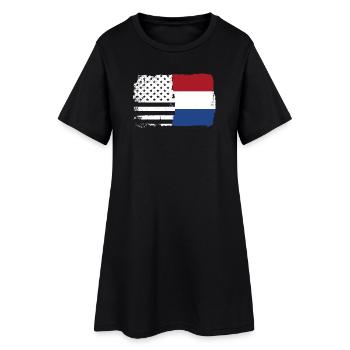 Flag Fusion: Stars Stripes Dutch Brush - Women’s T-Shirt Dress - black - Front