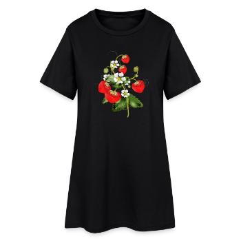 Plante de fraises en filigrane avec fleur de fraises - Robe T-shirt Femme - noir - Devant