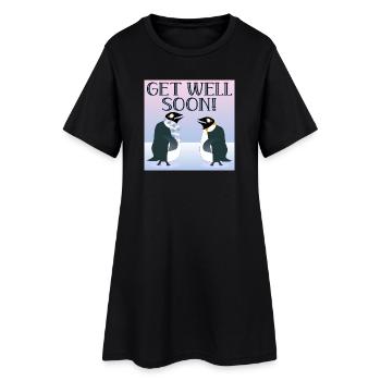 RÉTABLISSEZ-VOUS BIENTÔT - OISEAUX ANIMAUX MANCHOTS - HIVER - Robe T-shirt Femme - noir - Devant