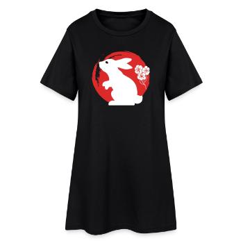 Bunny Silhouette Japonais - Robe T-shirt Femme - noir - Devant