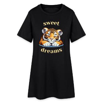 Sweet Dreams kleiner Tiger - Frauen T-Shirt-Kleid - Schwarz - Vorne