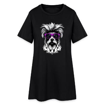 Chien avec des lunettes - Robe T-shirt Femme - noir - Devant