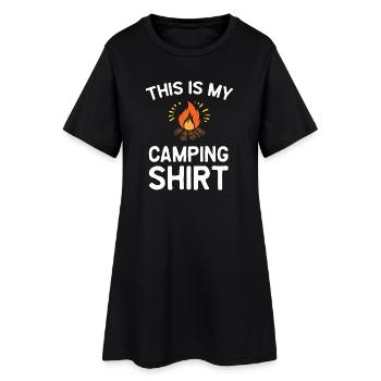 Das ist mein Camping-Shirt - Frauen T-Shirt-Kleid - Schwarz - Vorne