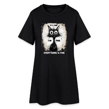 Chat disant que c’est bien Je vais bien Tout va bien - Robe T-shirt Femme - noir - Devant