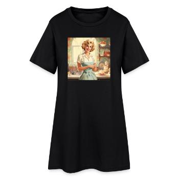 Vintage Hausfrau 50er Jahre - Retro Küche & Backen - Frauen T-Shirt-Kleid - Schwarz - Vorne