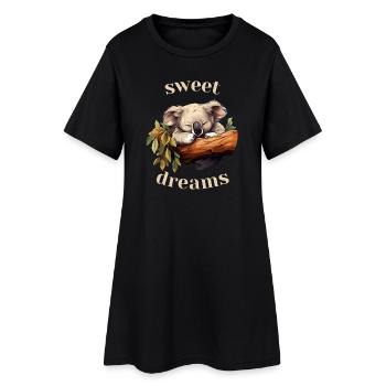 Sweet Dreams Koala - Frauen T-Shirt-Kleid - Schwarz - Vorne