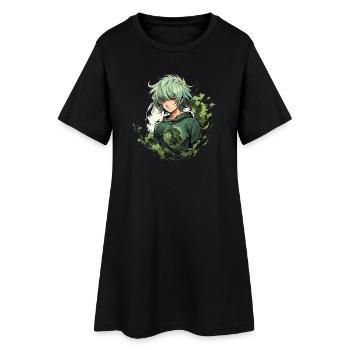 Manga Boy Design - Robe T-shirt Femme - noir - Devant