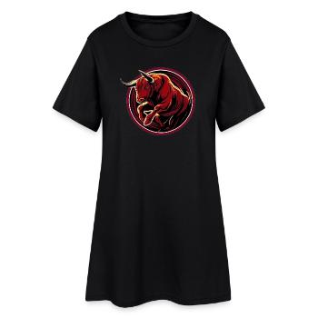 Wütender Stier - Frauen T-Shirt-Kleid - Schwarz - Vorne