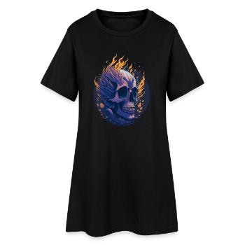 Fire skull - Women’s T-Shirt Dress - black - Front