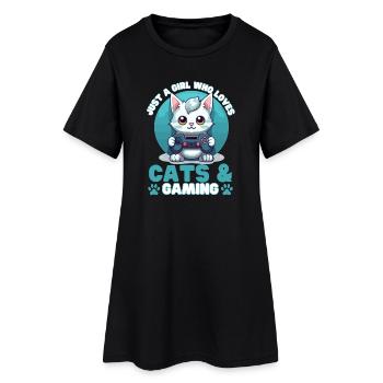 Gamer Girl Cat Cats & Gaming - Robe T-shirt Femme - noir - Devant
