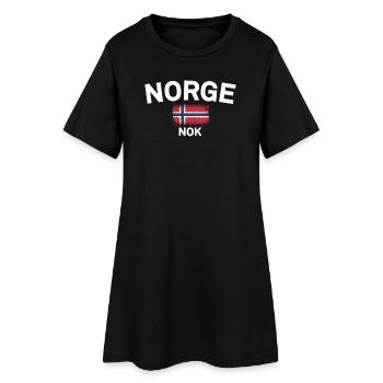 Norge NOK Flaggenemblem - Frauen T-Shirt-Kleid - Schwarz - Vorne