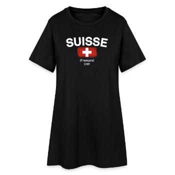 Drapeau suisse CHF Français - Robe T-shirt Femme - noir - Devant