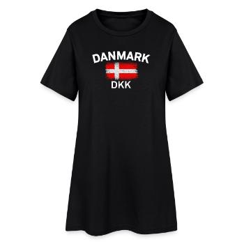 Danish Flag Grunge Nordic Pride - Women’s T-Shirt Dress - black - Front