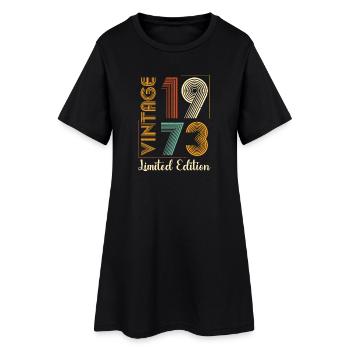 Conception de chiffres rétro orange et vert - Robe T-shirt Femme - noir - Devant