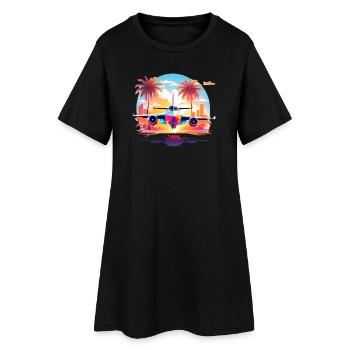 Vacances à Miami - Robe T-shirt Femme - noir - Devant