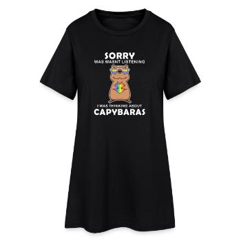 Capybara Wasserschwein Capybaras - Frauen T-Shirt-Kleid - Schwarz - Vorne