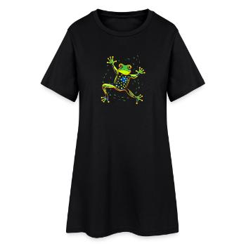 Dancing frog - Women’s T-Shirt Dress - black - Front