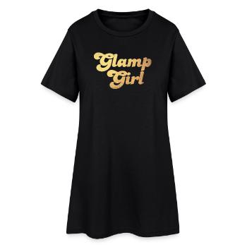 Glamping Camping Gold Girl Woman Holiday Camper Fan - Robe T-shirt Femme - noir - Devant