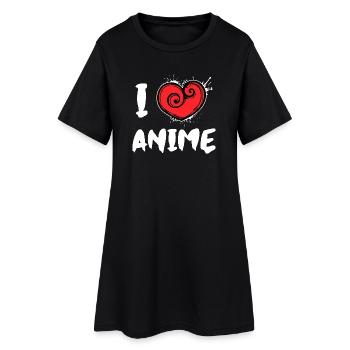 Manga Ich Liebe Anime Statement Trickfilm Herz - Frauen T-Shirt-Kleid - Schwarz - Vorne