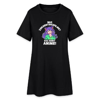 Anime Zeichentrick Comic Japan Mangastyle Manga - Frauen T-Shirt-Kleid - Schwarz - Vorne