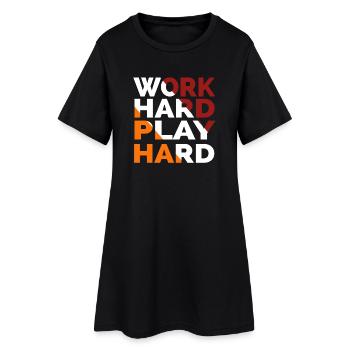 Travailler dur Jouer dur - Robe T-shirt Femme - noir - Devant