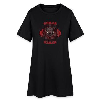 Geiler Keiler - Wildschwein Jäger Jagd Party - Frauen T-Shirt-Kleid - Schwarz - Vorne