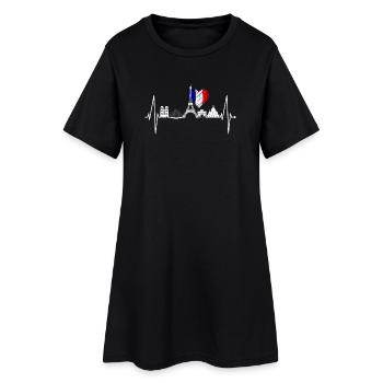 Paris Skyline Herzschlag Eiffelturm Frankreich - Frauen T-Shirt-Kleid - Schwarz - Vorne