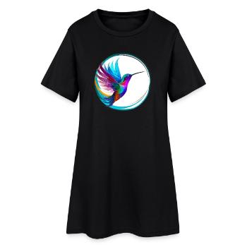Kolibri - Frauen T-Shirt-Kleid - Schwarz - Vorne