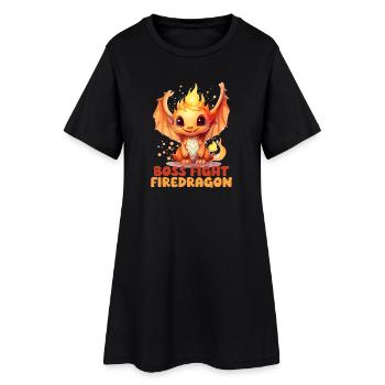 : Dragon de Feu, Jeu de Rôle, Motif Fantastique - Robe T-shirt Femme - noir - Devant