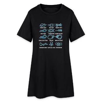 Voile, voilier, nœuds à voile, nouage - Robe T-shirt Femme - noir - Devant