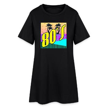 Fête des années 80 - ANNÉES 80 EIGHTIES STYLE RÉTRO - Robe T-shirt Femme - noir - Devant