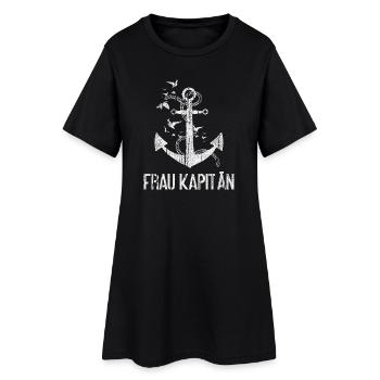 Frau Kapitän Anker Vintage Design - Frauen T-Shirt-Kleid - Schwarz - Vorne