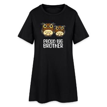 Stolzer Großer Bruder Eule Statement Geschwister - Frauen T-Shirt-Kleid - Schwarz - Vorne