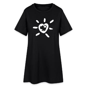 Heart Cat Rays Fan Comic Animal Love Cats Cute - Women’s T-Shirt Dress - black - Front