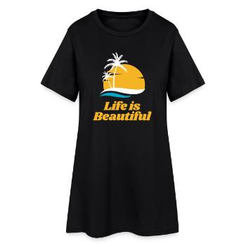 Life is Beautiful - Frauen T-Shirt-Kleid - Schwarz - Vorne